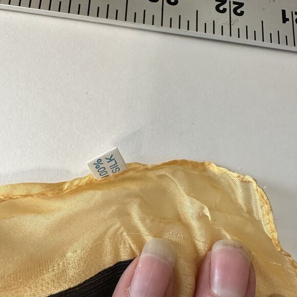 Womens Floral Silk Scarf Square Tulips Cream Black Scarves - Picture 2 of 5